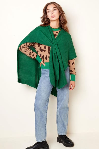 Shawl knitted with loop brown Acrylic h5 Picture6